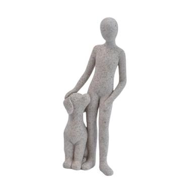 Imagem de Fxzqgnh Estátua/enfeite de Cachorro, 5,5 X 4 X 16,5 Cm, para Sala de Estar E Escritório, Decoração, Escultura Fofa para Fortalecer Laços Afetivos, Decoração D, Cinza Claro, Tamanho real