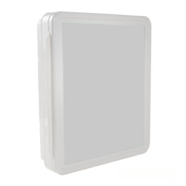 Imagem de Armário Para Banheiro Com Espelho Parede Vision Embutir/Sobrepor Plástico Branco Preto, Organizador com Prateleiras - Kit Fixação Incluso(RETO BRANCO)