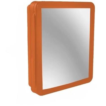 Imagem de Armario Banheiro Embutir Sobrepor Espelho Vidro Armário + Parafuso e Bucha - Organizador com Prateleiras para Banheiro(CARAMELO)