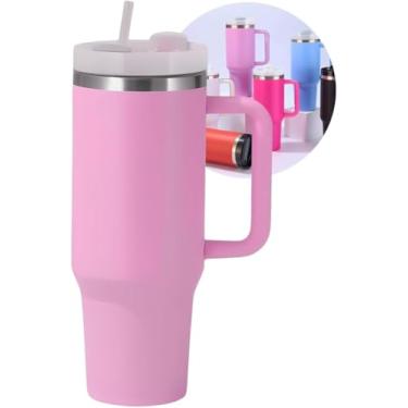 Imagem de Copo Térmico 1,2L Inox com Pegador em Borracha, Tampa Antivazamento e Canudo – Alta Durabilidade (ROSA BEBE)