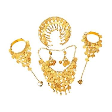 Imagem de predolo Conjunto de 4 peças tradicionais de moda: colar, brincos e pulseira para casamento e festa, Brincos de Pressão