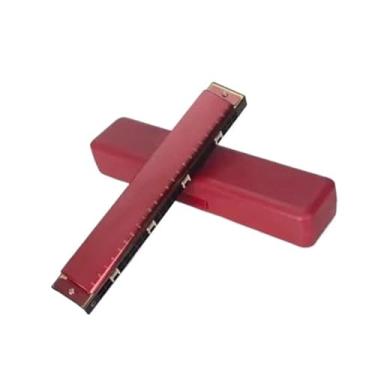 Imagem de Gaita profissional profissional 24 furos portátil em C Key Harmonica tom claro perfeito para iniciantes (vermelho)