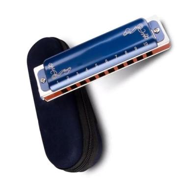 Imagem de Gaita profissional profissional diatônica 10 furos C chave gaita blues instrumento de afinação padrão (cor: F)