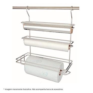 Imagem de Porta Rolo Triplo Serrilhado Inox Jomer 3001