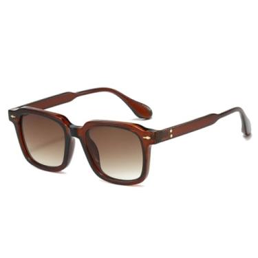 Imagem de HCPIHF Óculos de sol retrô com rebites, masculino, fashion, uv400, feminino, degradê (4)