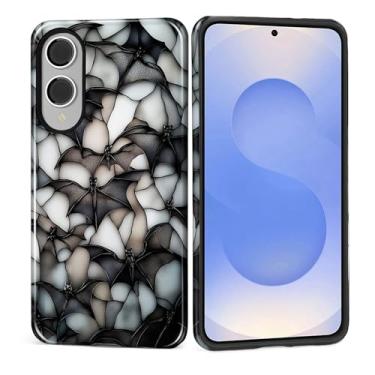 Imagem de MQJCYB Capa para Samsung Galaxy S25 Edge, híbrida, resistente, 2 em 1, de corpo inteiro, resistente à prova de choque, capa brilhante para Samsung Galaxy S25 Edge vitral morcego de Halloween