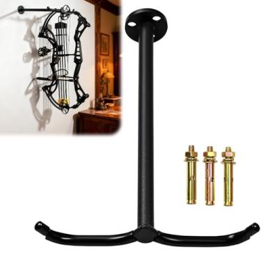 Imagem de Fiwochic Suporte de arco composto para parede, suporte de arco composto de aço resistente, 30 x 23 cm, suporte de parede vertical para 2 arcos