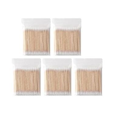 Imagem de Cotonetes De Madeira Com Dupla Ponta Descartáveis Para Limpeza De Lábi