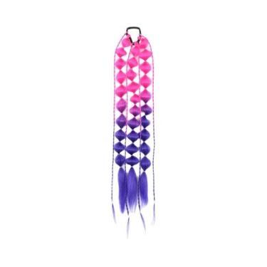 Imagem de Extensão De Rabo De Cavalo Trançado Sintético Colorido Longo Com Elást