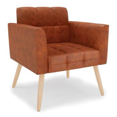 Imagem de Poltrona Elisa Corano Pés Palito Natural D03 - D'Rossi, Nozes