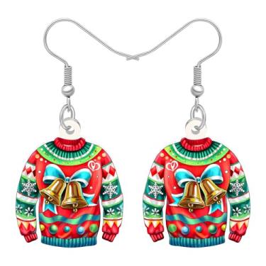 Imagem de BAMAY Brincos femininos de acrílico para mulheres, brincos de inverno bobos, bijuterias de fantasia de Natal, presentes femininos para acessórios de Natal, Medium, Acrílico, Sem pedra preciosa