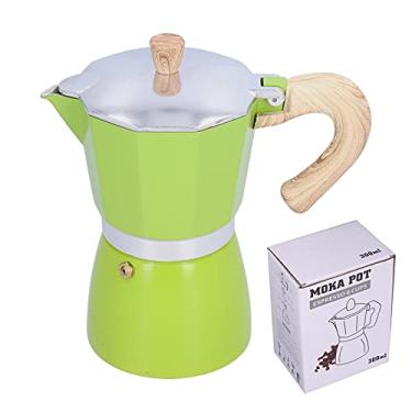 Imagem de QANYEGN Pote moka de aço inoxidável 300ml, chaleira para máquina de café expresso, cafeteira com alça para gás, cooktops de indução, acampamento ou casa (Green)