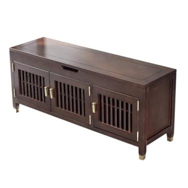 Imagem de uhyOHF Banqueta para os pés leve de luxo novo estilo chinês banco de troca de sapatos de madeira porta de casa armário varanda pode sentar e usar banco de sapato trocador de pés (