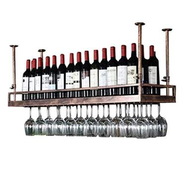 Imagem de APUM Suporte para garrafa de vinho pendurado no teto, suporte de taça de cabeça para baixo, prateleira de exibição para bares, restaurantes, cozinhas