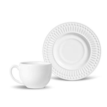 Imagem de CONJUNTO C/ 6 XÍCARAS DE CHÁ C/ 6 PIRES ROMA BRANCO 161 ml - Porto Bra