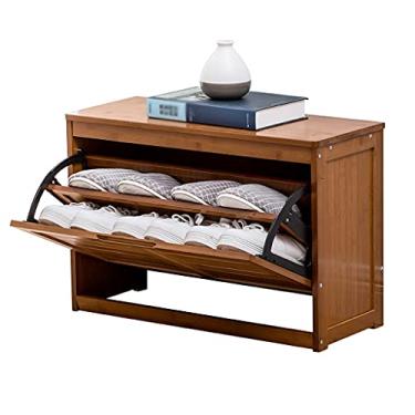 Imagem de FAMEOYA Sapateira, suporte para sapatos, banco de bambu, trocador de sapatos, quarto, sala de estar, corredor, organizador de sapatos, dormitório de estudante, armário de sapatos