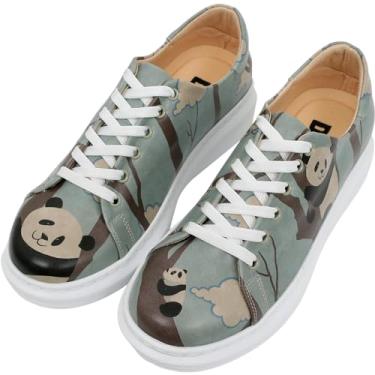 Imagem de DOGO Tênis feminino plataforma plataforma, feito à mão, couro vegano, exclusivo, Panda Hug, 35