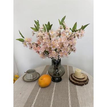 Imagem de ATFL 20 peças de flor de cerejeira rosa claro artificial, flores de pêssego, arranjos de plantas falsas para decoração de festa de casamento, jardim, casa, rosa (20, rosa claro)