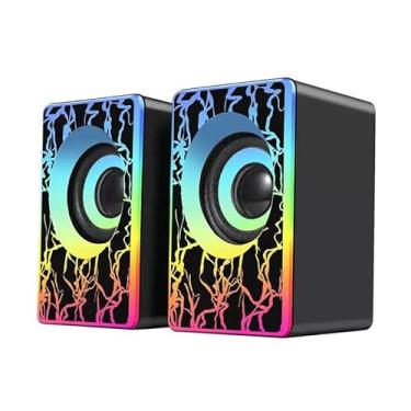 Imagem de Alto-falantes estéreo para PC, alimentados por USB, tamanho compacto, controle de volume, para desktop, laptop, monitor, consoles de jogos, preto