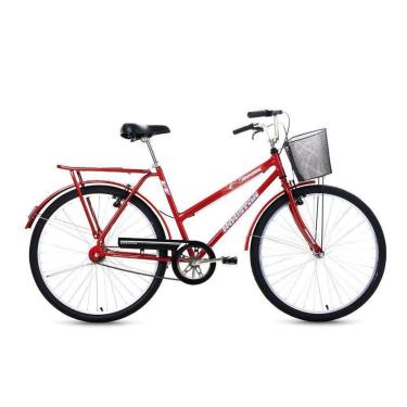 Imagem de Bicicleta Houston Onix VB Freio V-Brake Vermelha com Cesta Aro 26 ON26V1S-Unissex