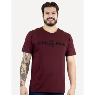 Imagem de Camiseta John John Masculina JJ Basic Logo Rusty Bordô-Masculino