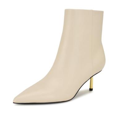 Imagem de Nine West Bota de cano curto feminina Hamesa, Couro creme 150, 34