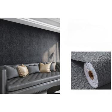 Imagem de Painel Linho Liso Espuma Adesivo Grosso Autocolante Decoração Revestimento Acústico(2.8 Metros x 50cm-1.4m²,Preto)