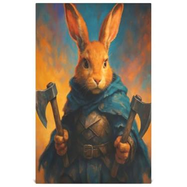 Imagem de Joisal Toalhas de mão fofas de chá fantasia guerreiro coelho armadura panos de prato para cozinha panos decorativos panos de banho absorventes de secagem rápida 45,7 x 71 cm, 6 pacotes