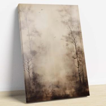 Imagem de Dthllay Impressão de floresta vintage paisagem vintage arte de parede imagem neutra pintura abstrata floresta natureza paisagem arte de parede para sala de estar decoração de casa moldura de madeira