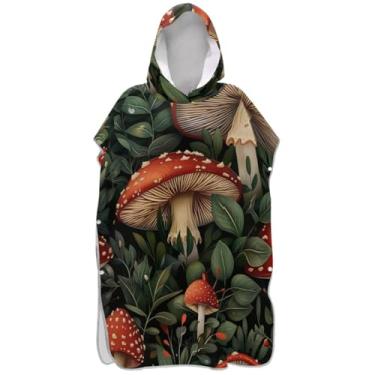 Imagem de Joisal Roupão de mudança de poncho de surfe para adultos toalha de natação com capuz absorvente masculino feminino poncho com capuz cogumelo retrô