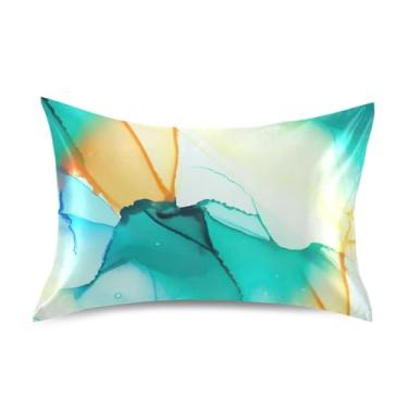 Imagem de Fronhas de cetim engraçadas refrescantes personalizadas padrão king queen fronhas travesseiro cama travesseiro cuidados com a pele tamanho queen 76.2 cm x 50.8 cm chique aquarela azul gradiente