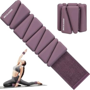 Imagem de BECOJADDE Conjunto de 2 pesos de tornozelo (500 g cada) pesos de pulso ajustáveis para mulheres e homens, peso de braço e perna para pilates, corrida, caminhada, treino, ioga, ameixa profunda