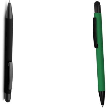 Imagem de Caneta Esferográfica Retrátil com Touch, Emborrachada em Metal, Escrita Azul, Ambidestra, para Adulto Design moderno para estudos (Preto e Verde 2)