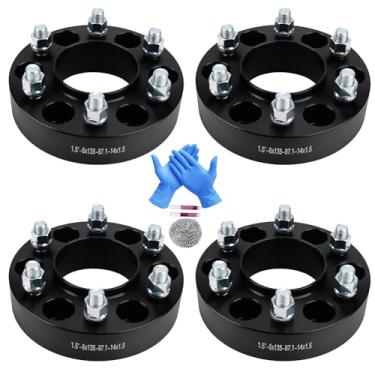 Imagem de Autodevil Espaçadores de roda 6 x 5,3 cm (6 x 135 mm) PCD 87,1 mm furo do cubo M14x1,5 pinos adaptadores de roda CNC de alumínio 4 peças acessórios de roda de carro peças adequadas para F150 Navigator