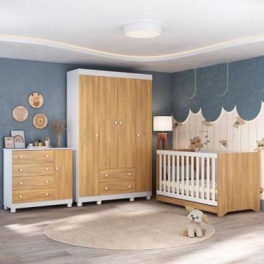 Imagem de Quarto De Bebê Completo Com Berço Americano 3 Em 1 Allegra Multimóveis