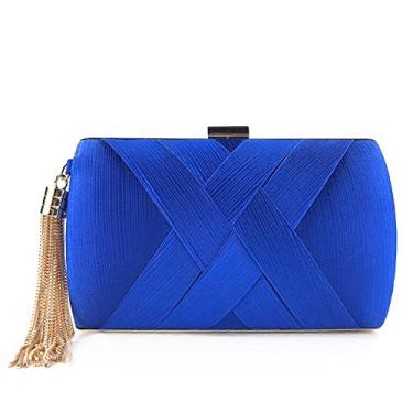 Imagem de Bolsa feminina elegante de seda com pingente de borla para noiva, casamento, formatura, festa noturna, Azul