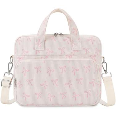 Imagem de Octsky Bolsa infantil para tablet com alça de ombro, forro macio, laço bege