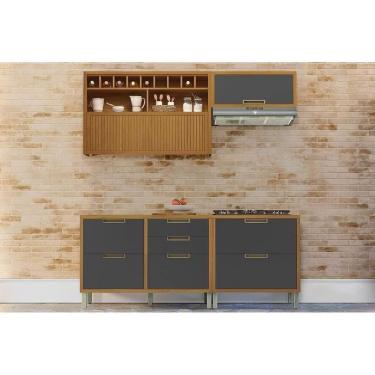 Imagem de Cozinha Modulada Completa Imperatriz 4 Peças 2 Aéreos + 2 Balcões C6p44 Freijó Grafite