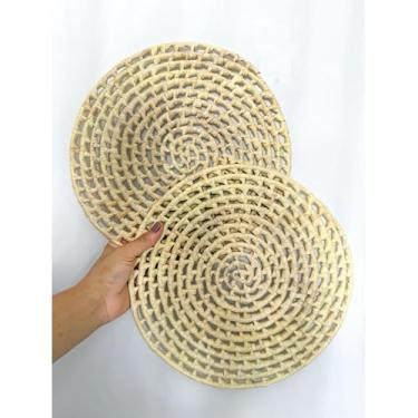 Imagem de Composição de Palha para Parede 4 Peças - Decoração Rustica Boêmia, Adorno de Ambientes Caseros (1 SOUSPLAT 30CM)