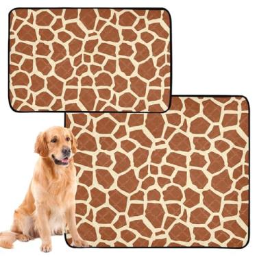 Imagem de Girafa marrom irregular lavável para animais de estimação, almofada reutilizável para gatos, tapete impermeável para cercadinho para cães, médio + grande, conjunto de 2