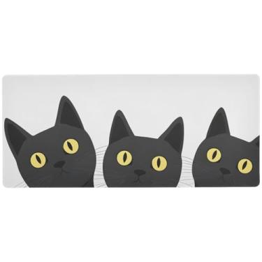 Imagem de Mouse pad engraçado preto branco para jogos antiderrapante, tapete de mouse grande de mesa, 80 x 30 cm, superfície lisa para controle de precisão