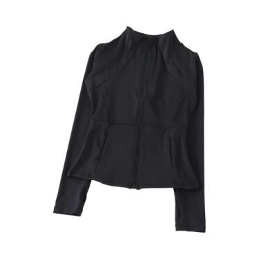 Imagem de Jaqueta De Yoga Feminina De Alta Elasticidade Com Manga Longa E Gola A