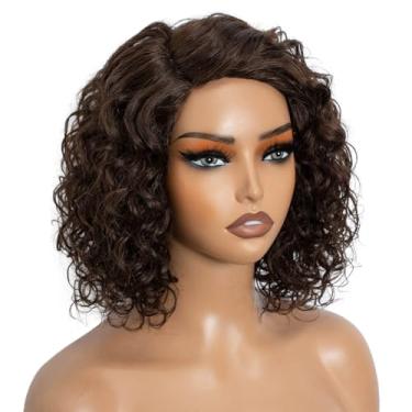 Imagem de Joedir Bob Perucas de cabelo humano para mulheres negras Wear and Go Peruca ondulada de água Afro Curly HD Lace C separação sem cola 30 cm 180% densidade (4)