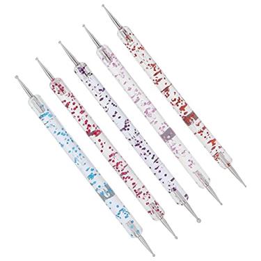 Imagem de Cryfokt Conjunto de Caneta Pontilhadora para Unhas, Durável, Cabeça Dupla, Ferramenta para Arte Em Unhas, Salão de Beleza, Faça você Mesmo, Manicure, 5 Peças, para Salão de Beleza Profissional