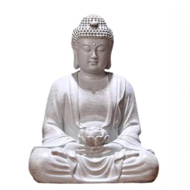 Imagem de FENNYYAR Ornamento de resina de estátua de Buda de Lótus Tathagata, 7,5 cm 7,6 cm, decoração doméstica