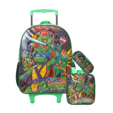Imagem de Kit Tartarugas Ninja Mochila Rodinhas + Lancheira + Estojo