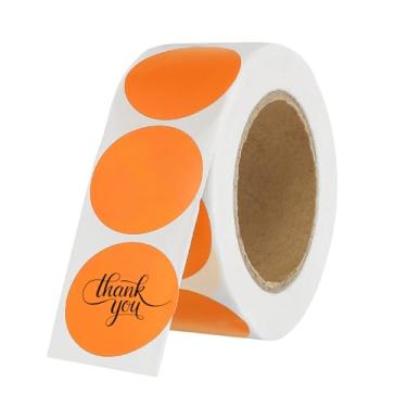 Imagem de PATIKIL 500 etiquetas térmicas redondas, adesivos coloridos de 2,5 cm para impressão térmica, escritório, decoração de casa, diário, lista de tarefas, caderno de viagem, laranja