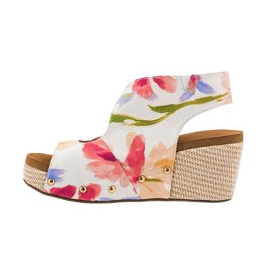 Imagem de Corkys Footwear Cunha feminina Frisky – com salto de 6 cm, salto de cortiça leve, tira ajustável no tornozelo e conforto o dia todo para um estilo sem esforço, Floral, 37
