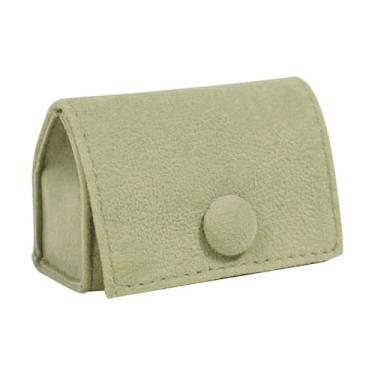 Imagem de Baoblaze Caixa de veludo para anéis, mini porta-joias, estojo para brincos e colares com fecho de pressão, compacto, ideal para mulheres e meninas, Verde