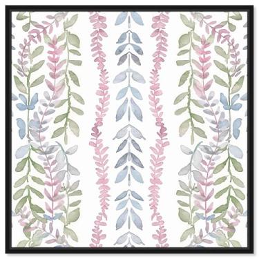 Imagem de Art Remedy Impressão de arte popular em tela serenata de folha rosa, moldura preta, 76 cm x 76 cm